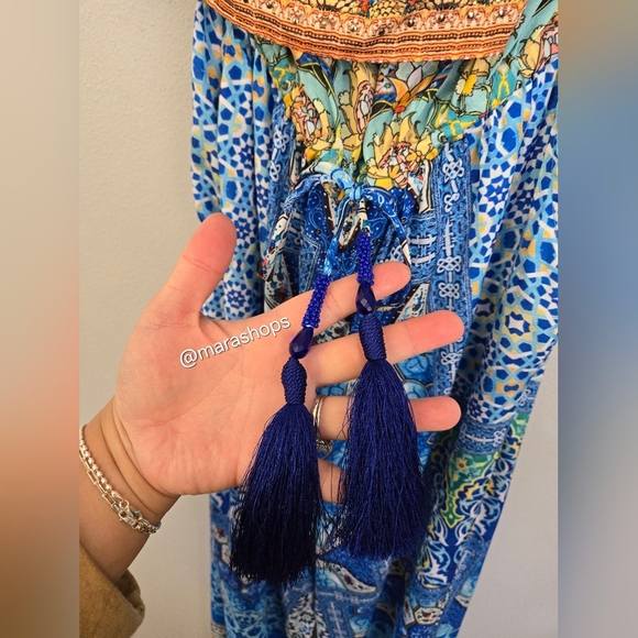 Shahida Parides Strapless Blue Crystal Print Wide Leg Jumpsuit - Picture 5 of 10